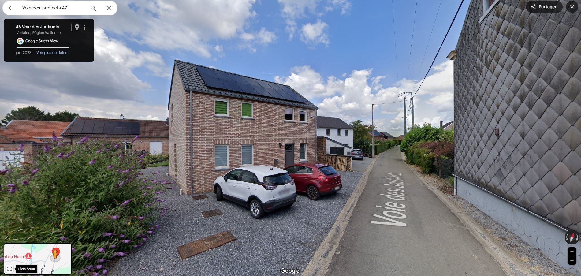Vue Street de la serre Les Gloutonnes - Voie des Jardinets 47B, Verlaine